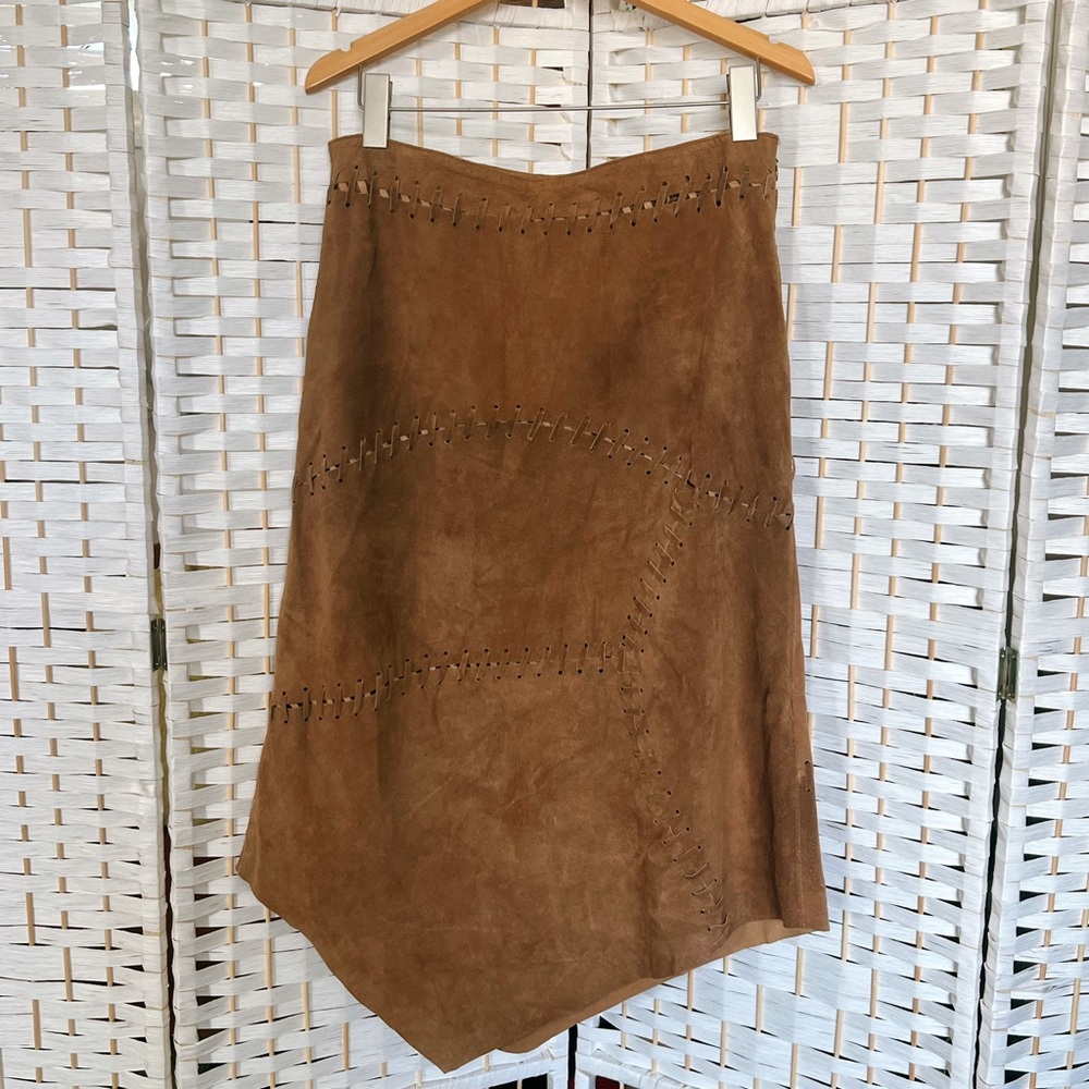 Vintage swede leather patchwork skirt